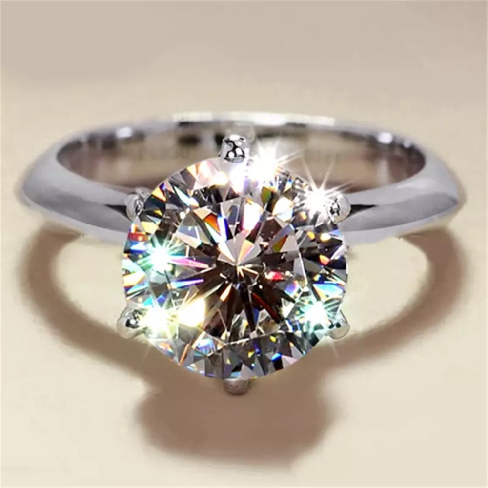 Screw Crystal Band Diamant Ring 925 Silver - Picture 9 of 16